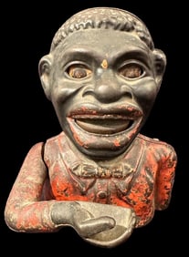 Mechanical 1900's Cast Iron Bank Jolly N*igger Bank