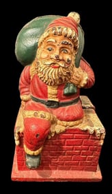 Cast Iron Still Santa Bank Hubley Style Ca. 1920s