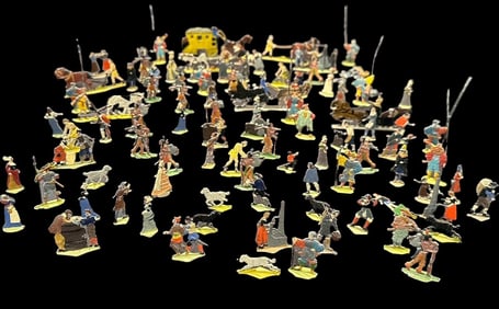 Large Lot of Vintage Painted Tin Figures