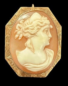10K Gold 1910 Cameo Brooch/Pendant