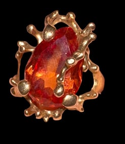 14K Gold and Mandarin Citrine Ring Custom Made