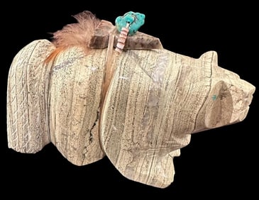 Carved Recolite Stone Zuni Bear Fetish