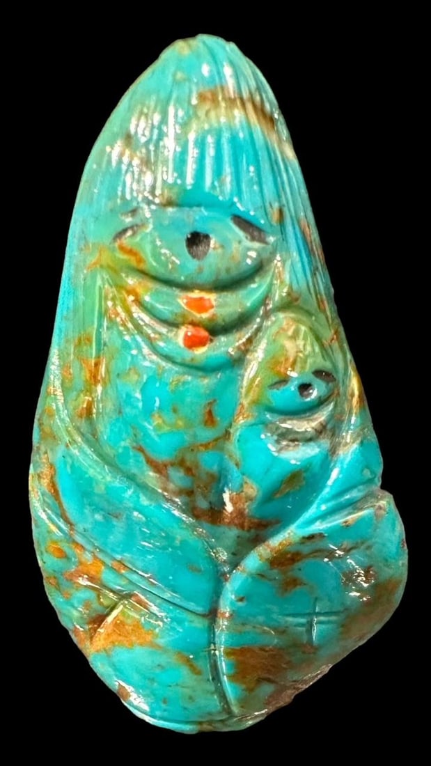 Zuni Carved Turquoise Corn Maiden Fetish Unusual (1 of 2)