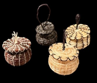 Lot of Four Miniature Tohono O'odham Nation (Papago) Baskets