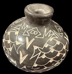 Miniature Signed Alex Ortega  and Vivi Silviera Mata Ortiz Vase