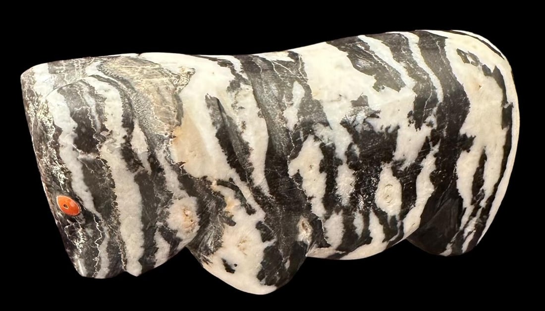 Carved Zebra Jaspar Stone Zuni Buffalo Fetish (1 of 3)