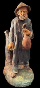 Italian Made Signed Male Holding Mandolin Pottery