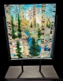 Seattle Studio Painted Glass Panel Ann Cavanaugh