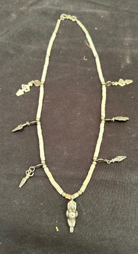 Native American Fertility Pendant Necklace Shell and Sterling