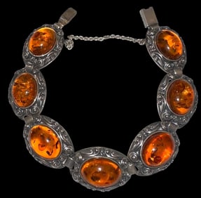 Sterling and Amber Bracelet