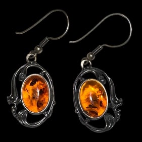 Sterling and Amber Earrings