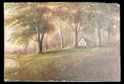 Austrian Painted Wood Panel Oil on Wood