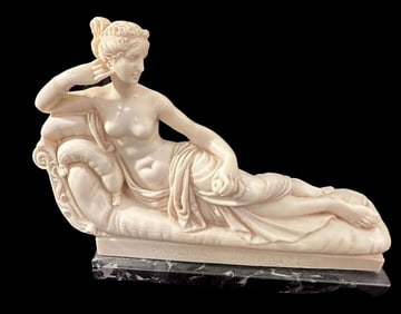 Vintage Paolina Bonapart Statue Powdered Marble A. Santini