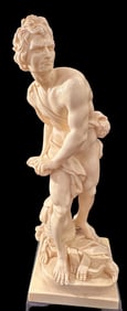Vintage "David" Statue with Sling Powdered Marble A. Santini
