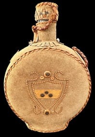 Antique Blob Top Bottle In Leather Ca. 1880