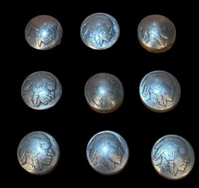 Lot of Nine Buffalo Nickel Button Covers