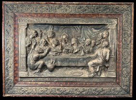 Spanish Last Supper Metal Relief Wall Hanging Three Dimensional Ca. 1920s