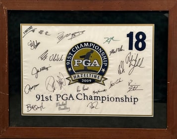 Autographed 18th Hole Flag - Hazletine MN PGA Golf Tournament - 2009