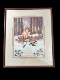 Original Signed Ku Se Peen 1968 Wildlife Painting "Open Season"