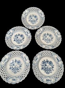 Meissen Basket Weave Plates Set of Five
