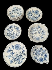 Assorted Lot of 12 Meissen Blue Onion Variant Dishes