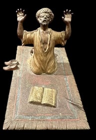 Bronze Statue of Middle Eastern /Islam Man on Prayer Rug