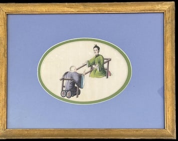 Chinese Torture Gouache Artwork on Pith Ca. 1803