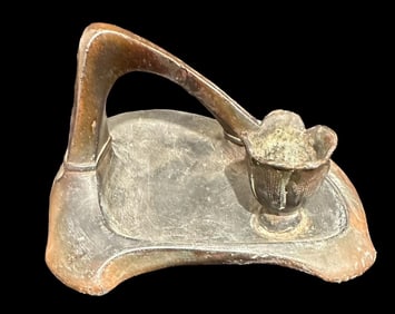 American  Antqiue Arts and Crafts Brass/Copper Candle Holder with Match Recessed Holder Ca. 1930s