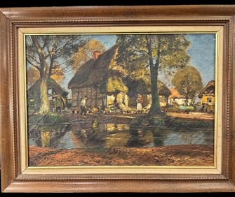 Original Signed Heinrich Hemanns Painting Circa Early 1900s