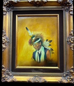 V. Lowrey Signed Native American Original Painting