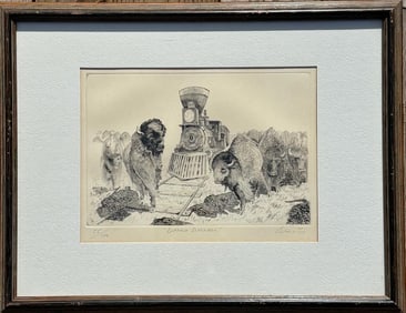 Barry Euren (1948) Signed Dry Point Print - Buffalo Blockade