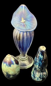 Lot of Three Brian Maytum Signed Art Glass Oil Lamps