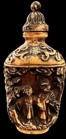 Hand Carved Snuff Bottle Double Sided Signed