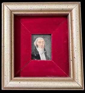 Oil Painting on glass Ca. 1820's of Stately Gentleman reverse painting.