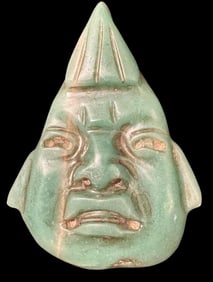 Amazing Olmec Jade Carved Face Artifact Ca. 1400-400 BCE