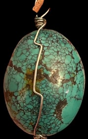 Large Spiderweb Turquoise Chunk Pendant on Cord