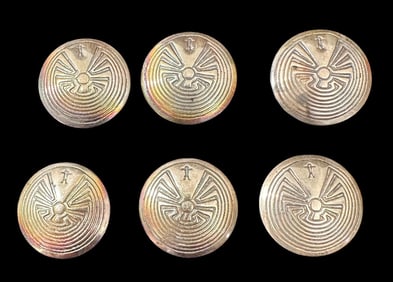 Lot of Six Vintage Native American Silver Button Covers