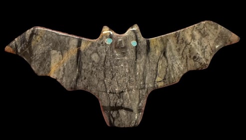 Zuni Carved Bat Fetish Signed Frankie Eustace