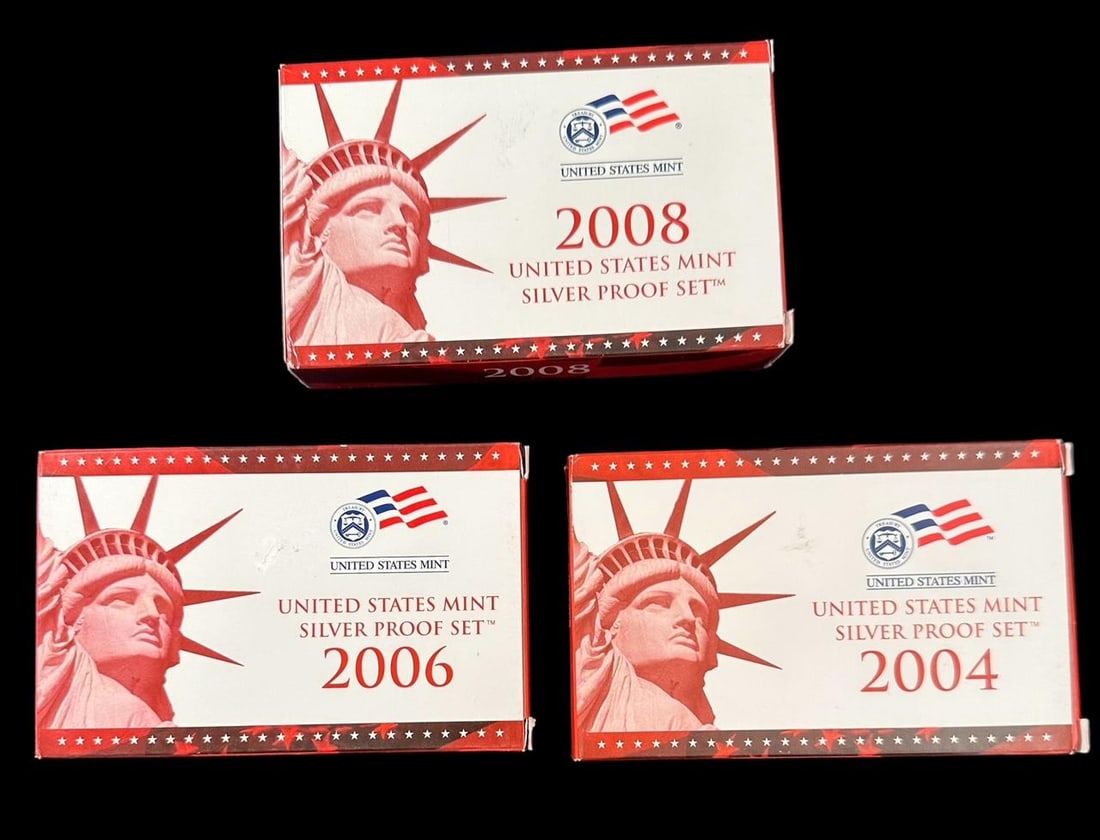 Lot of Three United States Mint Silver Proof Sets - 2004, 2006, 2008 Coins (1 of 4)