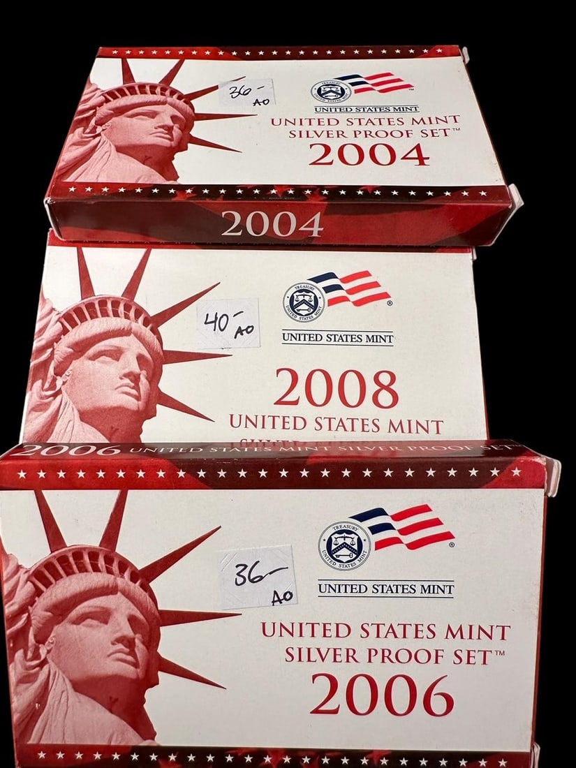 Lot of Three United States Mint Silver Proof Sets - 2004, 2006, 2008 Coins (1 of 1)
