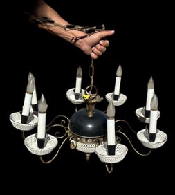 Open Lattice Art Deco Meissen Style Chandelier Eight Lights