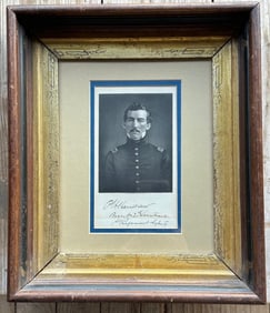 Civil War First Regiment Infantry Engraving of Phillip Sheriden Second Lieutenant Hand Signed