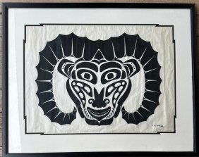 Large Inuit Native American Silk-Screened Art by C. B. Greul