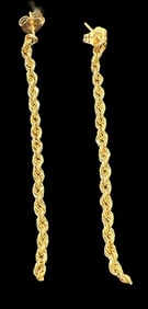 14K Gold Drop Rope Earrings