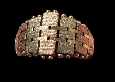 14K Rose/White/Yellow Gold Ring Geometric Design