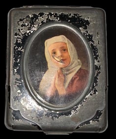 Antique Metal Hinged Advertising Matchsafe Ca 1900