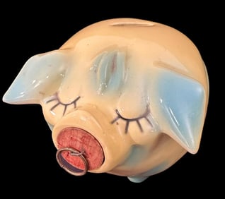 Original 1957 Hull Corky Pig Piggy Bank with Original Cork