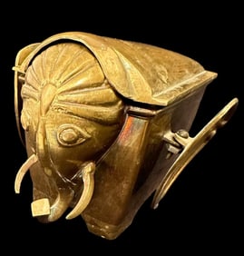 Vintage Brass Elephant Tea Caddy
