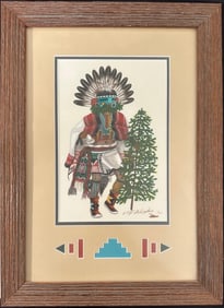 Hopi Signed Cliff Bahnimptewa (1937-1984) Original Painting 1975