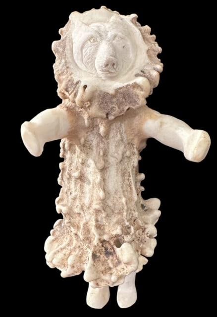 Carved Antler Bear Figure Original Hand-Carved Inuit Piece (1 of 3)